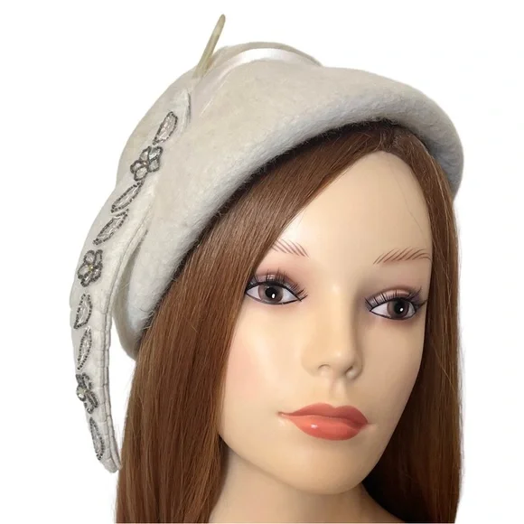 Vintage Hat 1960s Pillbox Retro Fancy Wedding Costume Winter  display picture 1
